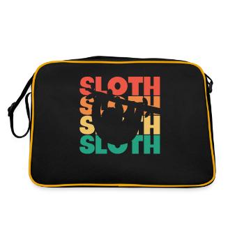 Faultier Retro Text Braunkehlige Pilosa Folivora - Retro Tasche - Schwarz/Gold - Hinten