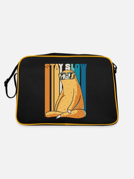 Stay Slow Brown-Throated Pilosa Folivora Lover - Retro Bag - black/gold - Back