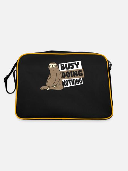 Busy Doing Nothing Brown-Throated Pilosa Folivora - Retro Bag - black/gold - Back