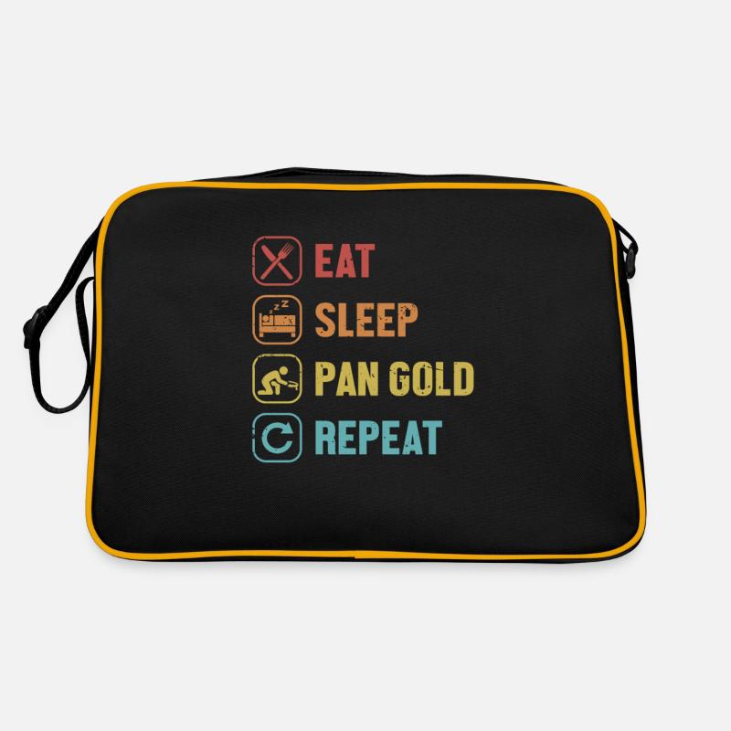 Eat Sleep Pan Gold Repeat Prospecting Miner Gold Retro Bag