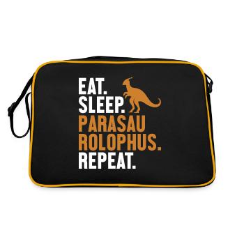 Eat Sleep Parasaurolophus Repeat Dinosaur - Retro Bag - black/gold - Back