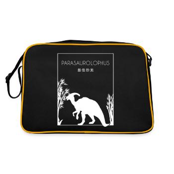 Parasaurolophus Chinese Hanzi Dinosaur Lover - Retro Bag - black/gold - Back