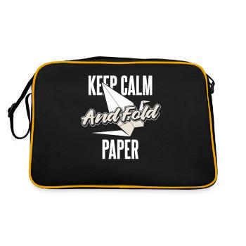 Keep Calm And Fold Paper Folding Owl Paper Crane - Retro Bag - black/gold - Back