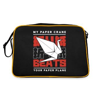 My Paper Crane Beats Your Paper Plane Owl Folding - Retro Bag - black/gold - Back