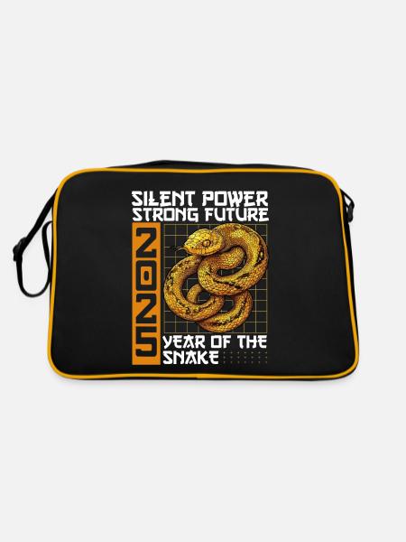 Year of the Wood Snake Chinese New Year 2025 - Retro Tasche - Schwarz/Gold - Hinten