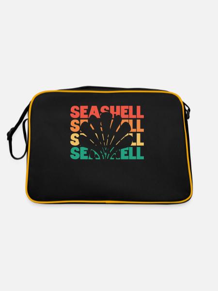 Retro Silhouette Sac à coquillages Bivalvia Seashell - Sac Retro - noir/or - Dos