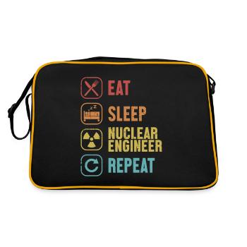 Essen Schlaf Nuklear Ingenieur Wiederholung Energie Nuklear - Retro Tasche - Schwarz/Gold - Hinten