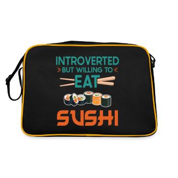 Amateur de sushis introverti mais prêt à manger des sushis - Sac Retro - noir/or - Dos
