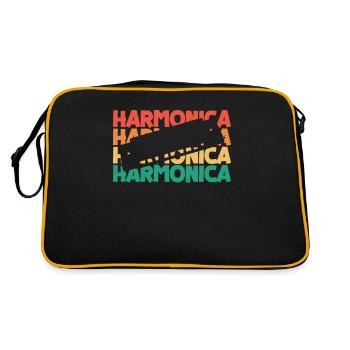 Mundharmonika Retro Text Harmonist Harmonicist - Retro Tasche - Schwarz/Gold - Hinten
