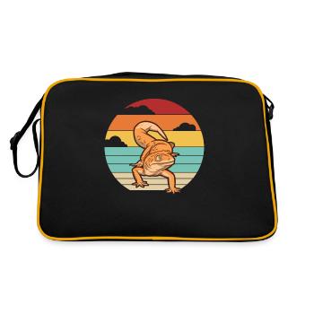 Retro Schopfeidechse Gekkota Gecko Experte Leopard - Retro Tasche - Schwarz/Gold - Hinten