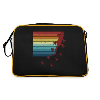 Retro Eidechse Gekkota Schopfgecko Experte Leopard - Retro Tasche - Schwarz/Gold - Hinten