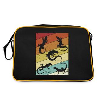 Retro Schopfeidechse Gekkota Gecko Experte Leopard - Retro Tasche - Schwarz/Gold - Hinten