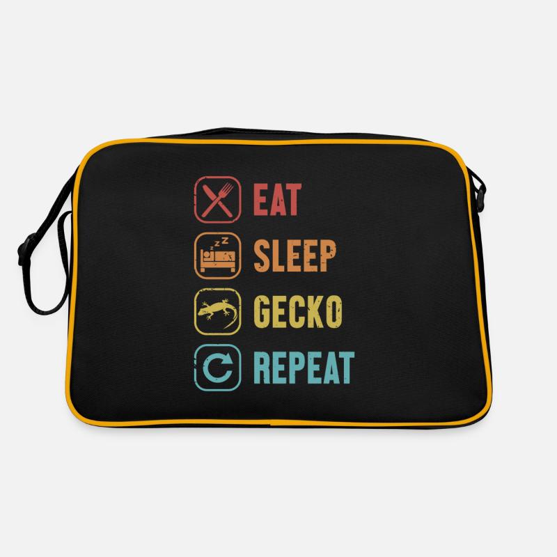 Eat Sleep Gecko Repeat Crested Lizard Gekkota Retro Bag