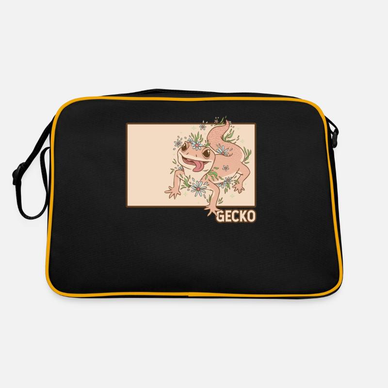Gecko Doodle Chinese Hanzi Crested Lizard Leopard Retro Bag