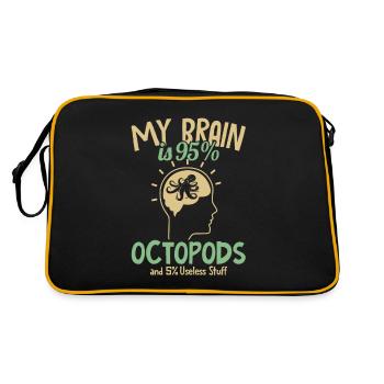 Mein Gehirn besteht zu 95% aus Oktopoden Oktopoden Octopoda-Liebhaber - Retro Tasche - Schwarz/Gold - Hinten