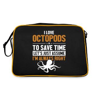 Octopods Lover Let's Assume I'm Right Octopoda - Retro Bag - black/gold - Back