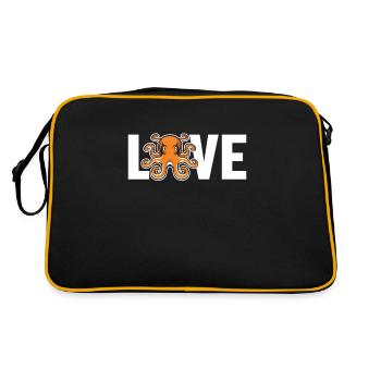 Oktopus Liebe Oktopoden Octopoda Cephalopoda Liebhaber - Retro Tasche - Schwarz/Gold - Hinten