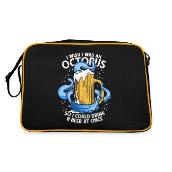 Könnte 8 Bier Auf Einmal trinken Oktopoden Octopoda - Retro Tasche - Schwarz/Gold - Hinten