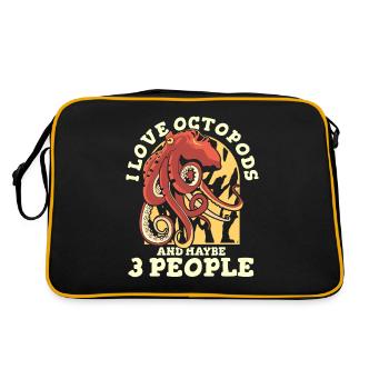 Ich liebe Oktopoden und vielleicht 3 Leute Octopoda Liebhaber - Retro Tasche - Schwarz/Gold - Hinten