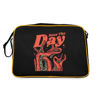 Meere Der Tag Kopffüßer Oktopoden Oktopoden Liebhaber - Retro Tasche - Schwarz/Gold - Hinten