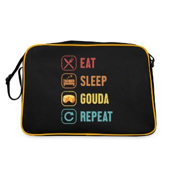 Manger Dormir Gouda Répéter Queso Fromager - Sac Retro - noir/or - Dos