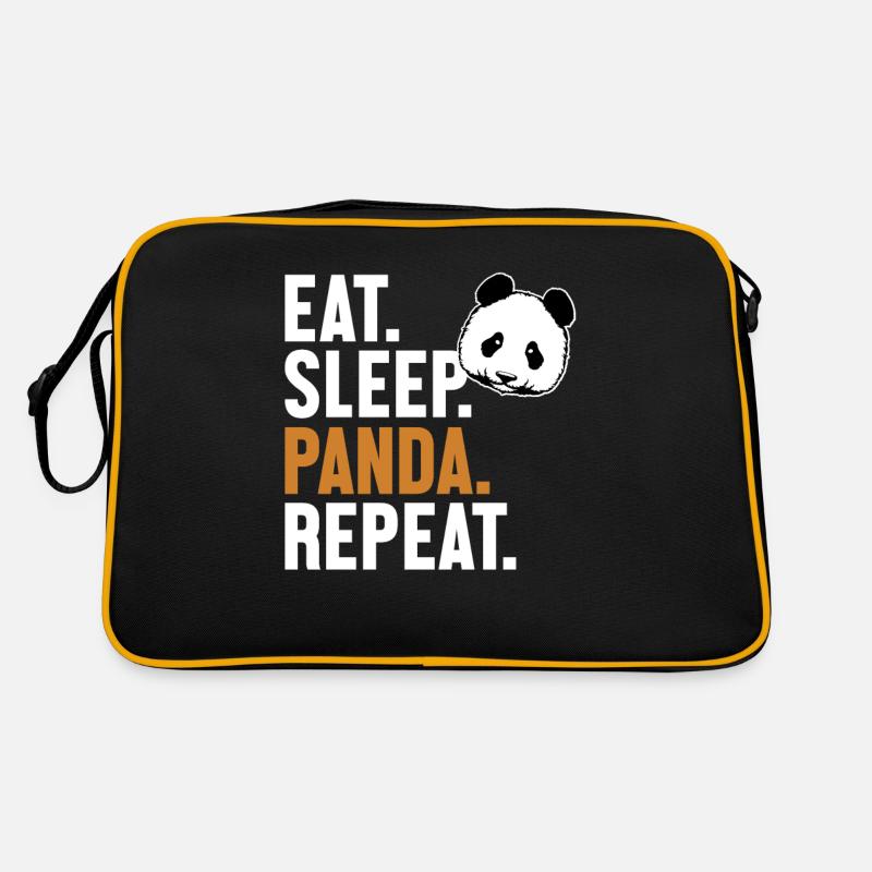Eat Sleep Panda Repeat Panda Bear Friend Giant Retro Bag