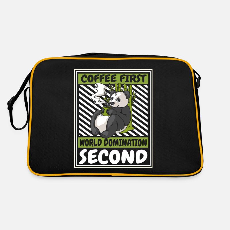 Coffee First World Domination Second Panda Bear Retro Bag