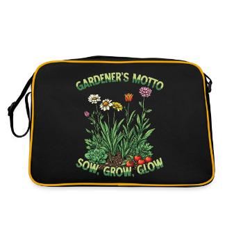 Le mot d’ordre du jardinier : Semer, cultiver, briller, amoureux de la nature - Sac Retro - noir/or - Dos