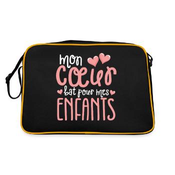 Mon Cœur Bat Pour Mes Enfants Loving Parents - Retro Bag - black/gold - Back