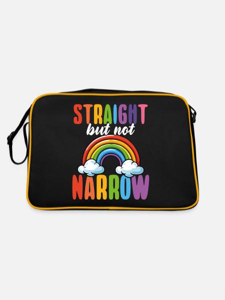Gerader, Aber Nicht Schmaler Lgbtq+ Verbündeter - Retro Tasche - Schwarz/Gold - Hinten