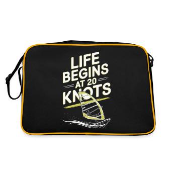 Windsurfing Life Begins At 20 Knots Windsurfer - Retro Tasche - Schwarz/Gold - Hinten
