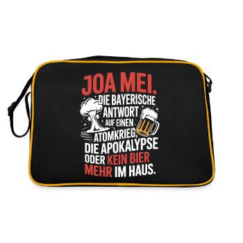 Joa Mei Bayerischer Sarkasmus Egal Dialekt Bier - Retro Tasche - Schwarz/Gold - Hinten