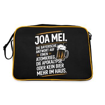 Joa Mei Bayerischer Sarkasmus Egal Dialekt Bier - Retro Tasche - Schwarz/Gold - Hinten