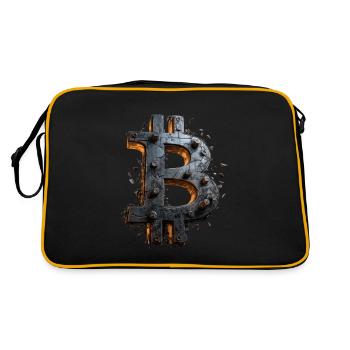 Bitcoin Design für BTC Fans - Retro Tasche - Schwarz/Gold - Hinten