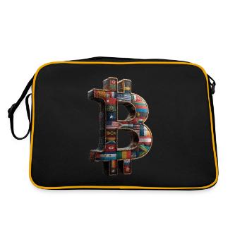 Bitcoin Design für BTC Fans - Retro Tasche - Schwarz/Gold - Hinten