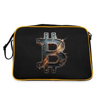 Bitcoin Design für BTC Fans - Retro Tasche - Schwarz/Gold - Hinten