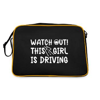 Pass auf Dieses Mädchen fährt - Fahrschulprüfung - Retro Tasche - Schwarz/Gold - Hinten
