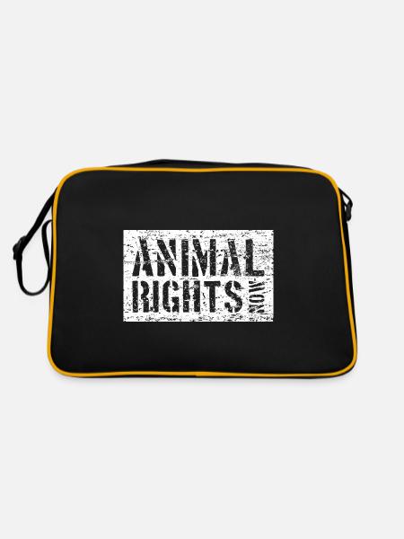 ANIMAL RIGHTS NOW VEGAN - Retro Bag - black/gold - Back
