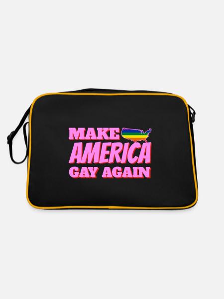 pride america queer gay lesbian love USA ÉTATS-UNIS - Sac Retro - noir/or - Dos
