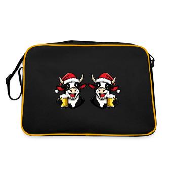 Kuh Weihnachten Bier Team - Retro Tasche - Schwarz/Gold - Hinten