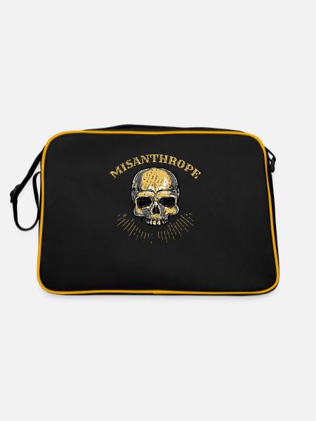 Schädel Misanthrop - Retro Tasche - Schwarz/Gold - Hinten