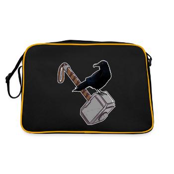 Thor Hammer Mjölnir Raven - Retro Bag - black/gold - Back