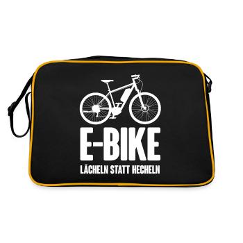 E-Bike - Lächeln statt hecheln - Retro Tasche - Schwarz/Gold - Hinten