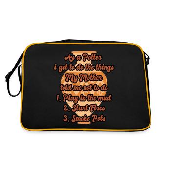Potter Mom Play Mud Start Fires Smoke Pot Gift - Retro Bag - black/gold - Back