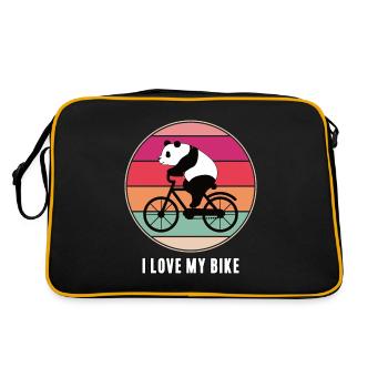 I Love My Bike Funny Panda Bike Gift - Retro Bag - black/gold - Back