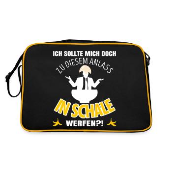 Anti Dressedcode Gast | Scherz Outfit | In Schale - Retro Tasche - Schwarz/Gold - Hinten