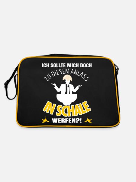 Anti Dressedcode Gast | Scherz Outfit | In Schale - Retro Tasche - Schwarz/Gold - Hinten
