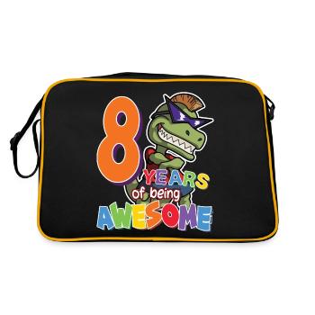 Cadeau de 8ème anniversaire pour les garçons, Dino Dinosaur, 8 ans - Sac Retro - noir/or - Dos