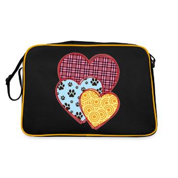 Coeurs, cadeau de la Saint-Valentin, pattes, amoureux des chiens et chats - Sac Retro - noir/or - Dos