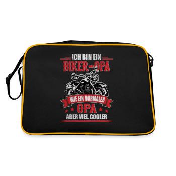 Biker Opa Normaler Großvater Cooler Motorrad Biken - Retro Tasche - Schwarz/Gold - Hinten